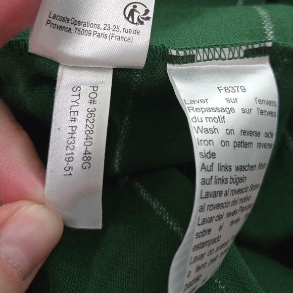 Lacoste Green Navy White Stripe Regular Fit Cotton Polo Shirt Men's XXL - Picture 9 of 10